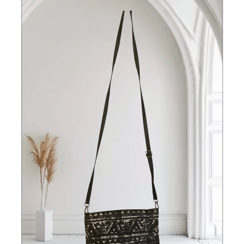 Black Patterned Crossbody Bag